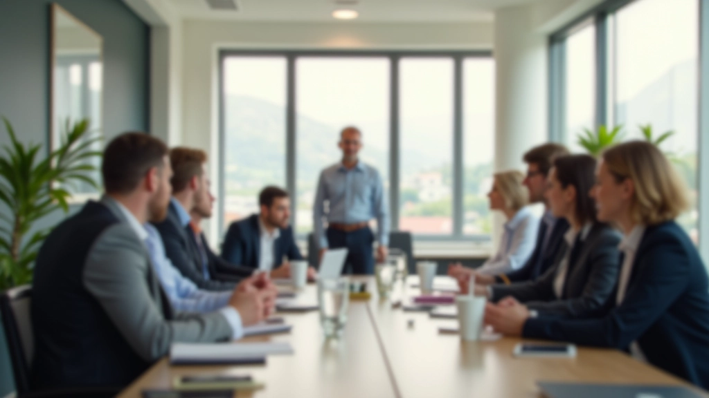 Workplace meeting room with professionals having a discussion